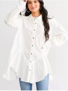 Free People NWT Freya Poplin Tunic in optic white Cotton Medium